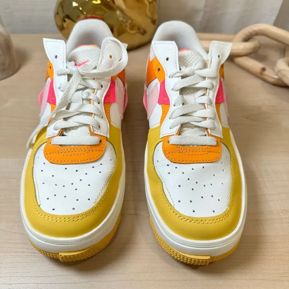 Nike Women's Low-Top Sneakers in White, Yellow, Orange & Pink